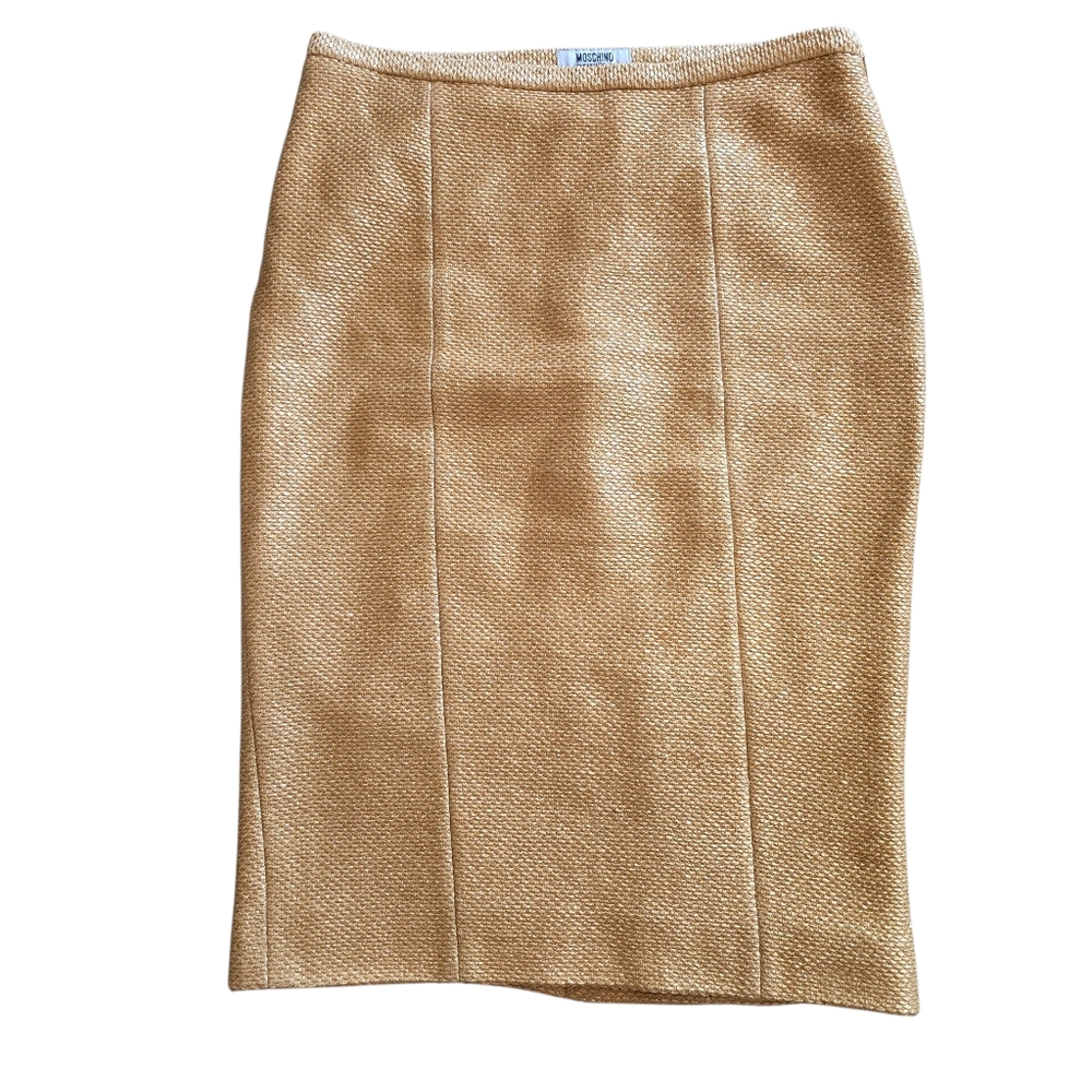 Moschino Cheap and Chic Gold Woven Pencil Skirt size 6